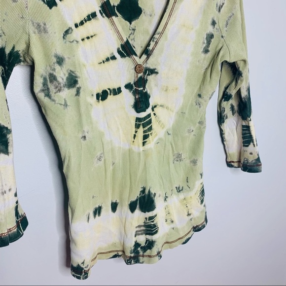 VINTAGE y2k ribbed crop green tie dye tee - Picture 5 of 12